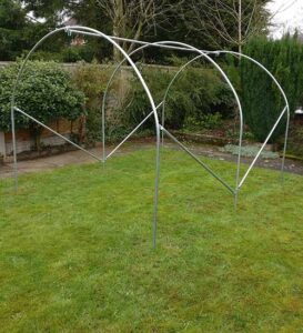 Hoops, ridge & stabilisers of polytunnel installation
